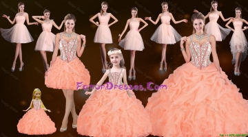 Sturning Straps and Beaded Quinceanera Dresses and Baby Pink Short Dama Dresses and Cute Orange Little Girl Dresses and 