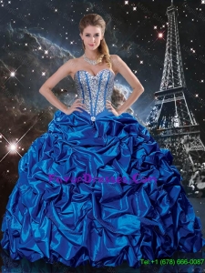 2016 Luxurious Royal Blue Quinceanera Dresses with Beading and Pick Ups