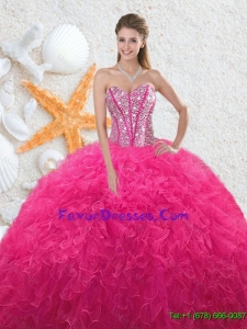 Beautiful Sweetheart Hot Pink Quinceanera Dresses with Beading