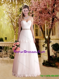 2016 Spring Beautiful Column Sweetheart Wedding Dress with Beading in Tulle