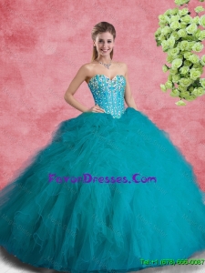 2016 Summer Classical Beaded Sweetheart Quinceanera Dresses with Ruffles