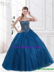 Classical Blue Ball Gown Quinceanera Dresses with Beading