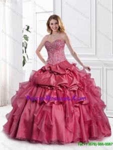 2015 Beautiful Appliques Sweetheart Quinceanera Dresses with Beading