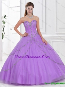 2015 Discount Ball Gown Tulle Quinceanera Gowns with Beading