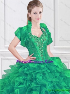 2015 Latest Halter Top Quinceanera Dresses with Beading and Ruffles