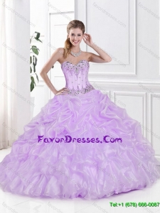 Fashionable Ball Gown Lilac Sweet 16 Dresses with Pick Ups