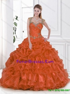 The Super Hot Beading and Pick Ups Rust Red Quinceanera Dresses