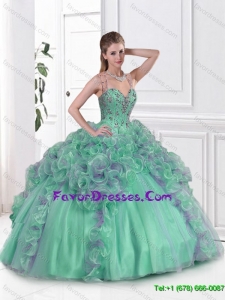 2016 Beautiful Beaded Multi Color Sweet 16 Gowns with Straps
