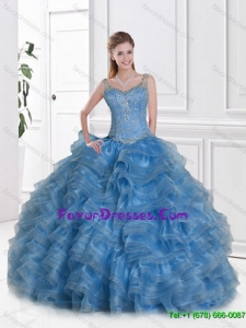 Gorgeous Straps Quinceanera Dresses with Beading and Ruffles