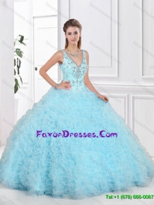 Latest 2016 Open Back Beaded Sweet 16 Gowns with Ruffles