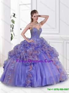 2016 Elegant Straps Beaded Sweet 16 Gowns in Multi Color
