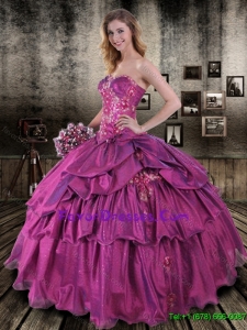 2016 Romantic Sweetheart Quinceanera Dresses with Appliques and Ruffled Layers