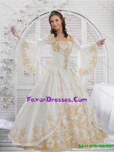 Elegant A Line Strapless Quinceanera Dresses with Embroidery