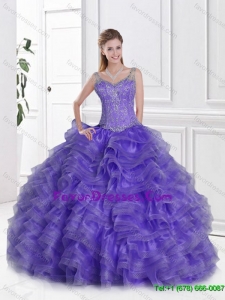 Fashionable Ball Gown Lavender Sweet 16 Dresses with Straps