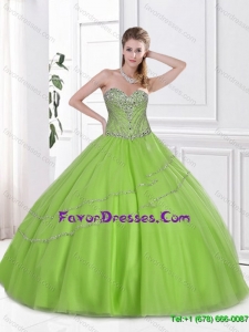 Fashionable Spring Green Sweet 16 Dresses with Beading