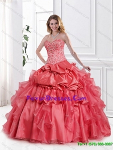 Gorgeous Appliques and Beaded Quinceanera Dresses in Watermelon
