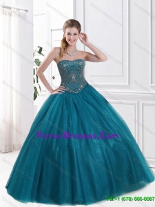Latest 2016 Strapless Beaded Quinceanera Gowns in Tulle