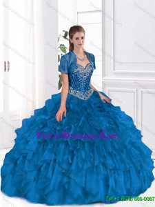 Pretty Ball Gown Beaded and Ruffles Sweet 16 Dresses for Fall