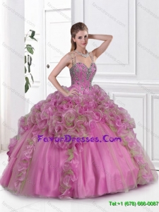 Best Selling Straps Beaded Quinceanera Gowns in Multi Color