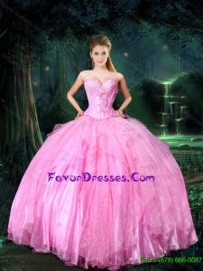 Modest Sweetheart Beading And Ruffles Quinceanera Dresses in Lace