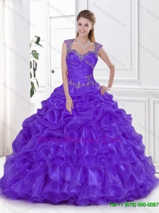 New Arrival Beading and Ruffles Sweet 15 Dresses in Eggplant Purple