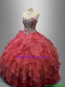 2016 Beautiful Beaded and Ruffles Quinceanera Gowns in Organz
