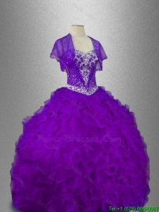 2016 Best Selling Beaded Sweetheart Quinceanera Gowns in Purple