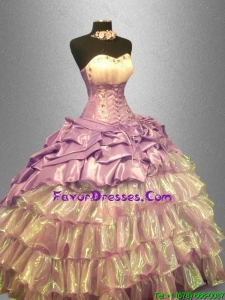 2016 Flirting Sweetheart Quinceanera Dresses with Beading and Ruffled Layers