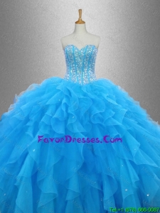 2016 Latest Beaded Organza Quinceanera Dresses with Ruffles