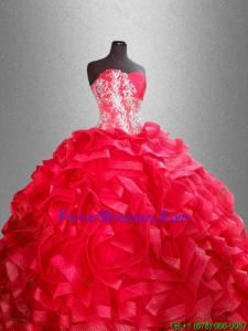 2016 Popular Red Sweet 16 Dresses with Beading and Ruffles
