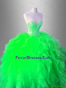 2016 Beaed Latest Quinceanera Gowns with Ruffles for 2016