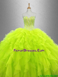 2016 Yellow Green Beautiful Quinceanera Dresses with Ruffles