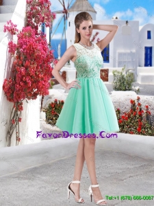 2016 Affordable Apple Green Short Prom Dresses with Lace