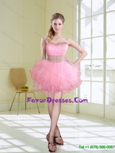 Beautiful Short Strapless Prom Dresses with Appliques and Ruffles
