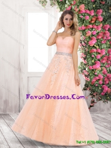 Classical A Line Strapless Prom Gowns with Beading and Lace