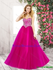 Classical Sweetheart Fuchsia Prom Dresses with Beading