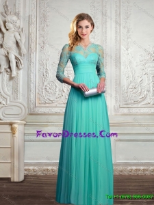 Discount Laced and Appliques Prom Dresses with 3/4-length Sleeves