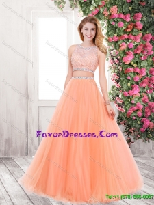 Elegant A Line Prom Dresses with Beading in Orange