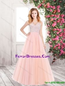 Hot Sale A Line V Neck Prom Dresses with Backless