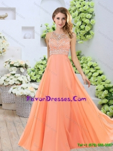 Classical 2016 Beaded Orange Prom Dresses with Brush Train