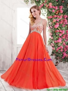 Exclusive Empire One Shoulder Prom Dresses in Orange Red