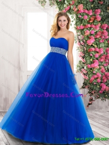 Exquisite Sweetheart Blue Prom Dresses with Beading for 2016