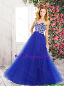 2016 A Line Sweetheart Tulle Perfect Prom Dresses in Blue