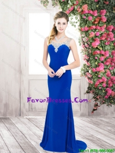 Beautiful Column Scoop Prom Dresses with Beading