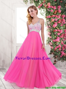 Cheap One Shoulder Hot Pink Prom Dresses with Beading