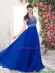 Discount Empire Blue Prom Dresses with Brush Train