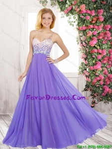 Hot Sale Empire One Shoulder Lavender Prom Dresses with Beading