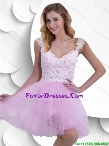 Lovely Straps Prom Dresses with Beading and Appliques