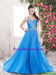 New Arrivals Scoop Beaded Prom Dresses with Brush Train