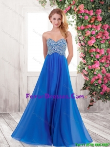 Popular Empire Sweetheart Beaded Prom Dresses with Brush Train